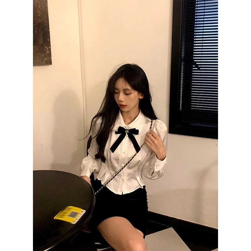 Bow Lace Patchwork Blouse